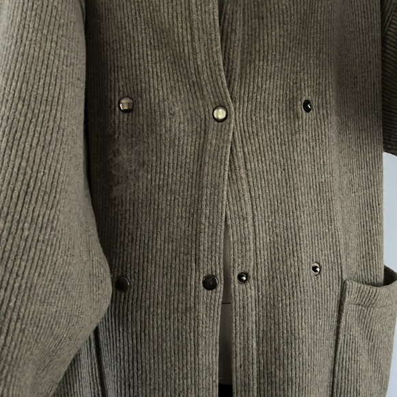 Sentier XL Wool Knit Hooded Double Breasted Sweater Coat - Picture 12 of 12